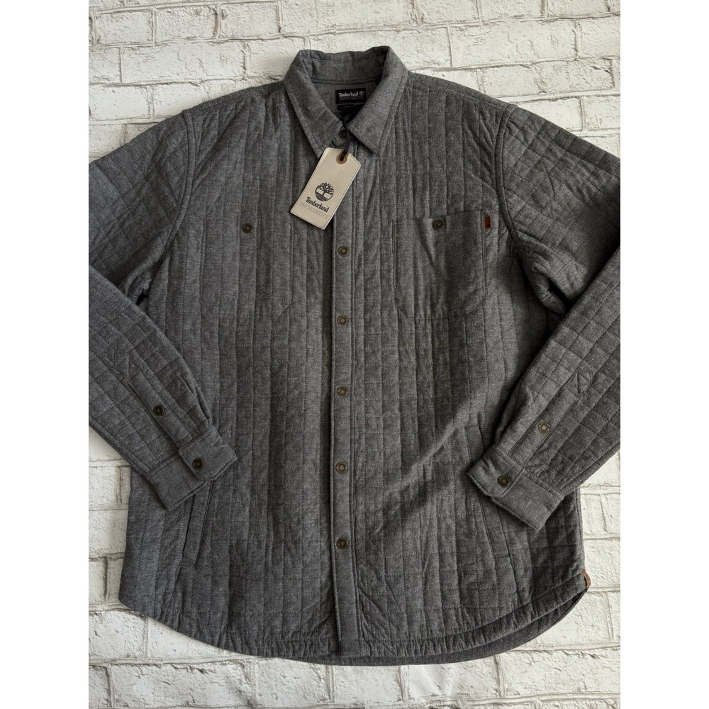 Timberland Men's Quilted Flannel Primaloft Shirt Jacket Gray Size‎ XL NWT